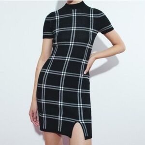 Abercrombie & Fitch Black Windowpane Plaid Mini Dress